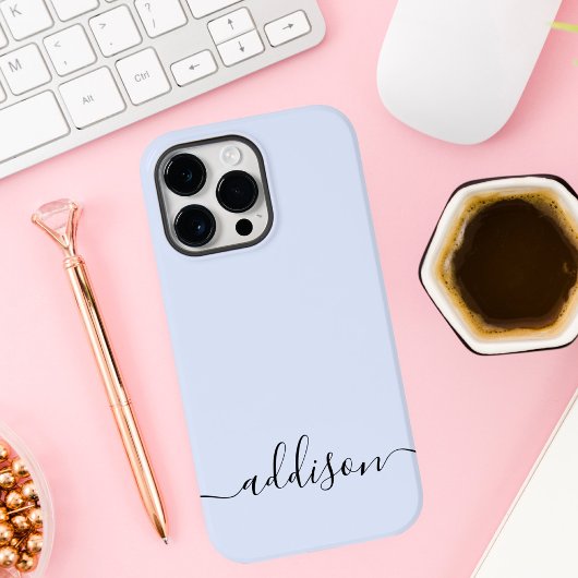 Meisjesachtig Blauw Monogram Modern Schrift Persoo Case-Mate iPhone Case