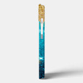 Meisjesachtig Blauwe Glitter Gouden Druppels Glans Case-Mate iPhone Case (Achterkant / Links)