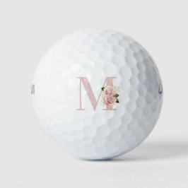 Meisjesachtig Bleek Roze Gouden Glitter Bloem Init Golfballen