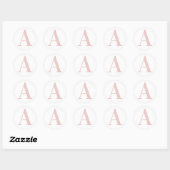 Meisjesachtig bleke roze gouden glitter monogram A Ronde Sticker (Vel)