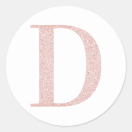 Meisjesachtig bleke roze gouden glitter monogram D Ronde Sticker