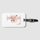 Meisjesachtig bleke roze gouden glitters bloemendr bagagelabel (Voorkant (horizontaal))