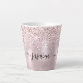 Meisjesachtig Blozend Roze Gouden Glitter Metaal M Latte Mok