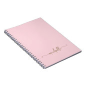 Meisjesachtig Blozend Roze Monogram Naam Script Ha Notitieboek (Rechterzijde)