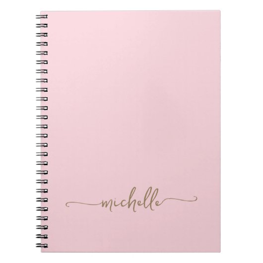 Meisjesachtig Blozend Roze Monogram Naam Script Ha Notitieboek (Voorkant)