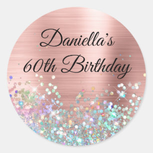 Meisjesachtig Blush Roze Gouden Folie Holo Glitter Ronde Sticker