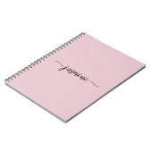 Meisjesachtig Blush Roze Moderne Script Monogram N Notitieboek (Linkerzijde)