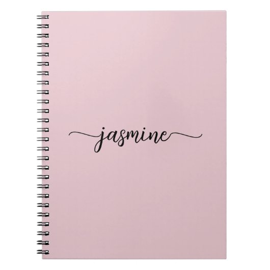 Meisjesachtig Blush Roze Moderne Script Monogram N Notitieboek (Voorkant)