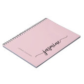 Meisjesachtig Blush Roze Moderne Script Monogram N Notitieboek (Linkerzijde)