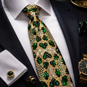meisjesachtig chic mode art deco goud smaragdgroen stropdas