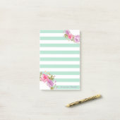 Meisjesachtig Cute Bloem, Mintgroene Gestreepte,Pe Post-it® Notes (Op bureau)