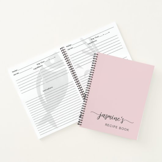 Meisjesachtig Eenvoudig Roze Kookboek Recept Handt Notitieboek (Binnen)
