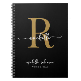 Meisjesachtig Elegant Chic Zwart Gouden Script Mon Notitieboek