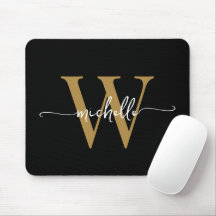 Meisjesachtig Elegant Zwart Goud Monogram Naam Scr