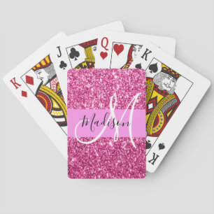 Meisjesachtig en glamoureuze hete roze glitter von pokerkaarten