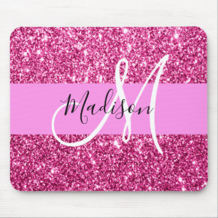 Meisjesachtig en glamoureuze Hot Pink Glitter Spar Muismat