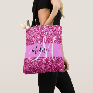 Meisjesachtig en glamoureuze hot pink glitters gla tote bag