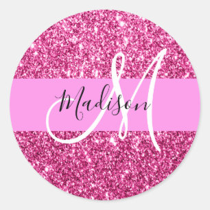 Meisjesachtig en glamoureuze roze glitters glans m ronde sticker