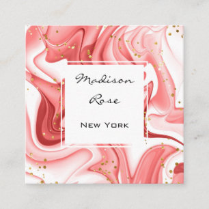 Meisjesachtig en trendy roze perzik witte inkt gou vierkante visitekaartje