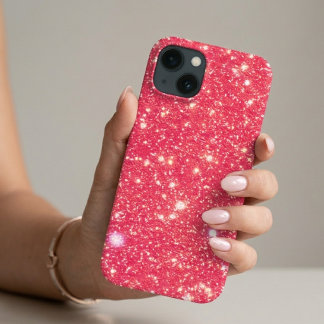 Meisjesachtig Fonkelend Nep Glitter Heet Roze Glam Case-Mate iPhone Case