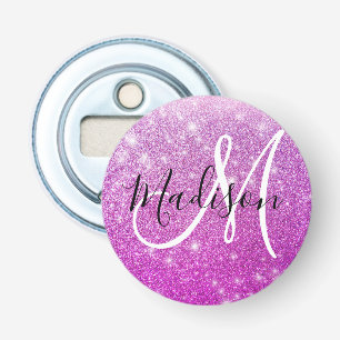 Meisjesachtig & Glam Paarse Glitters Schitterende Button Flesopener