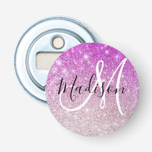 Meisjesachtig & Glam Paarse Glitters Schitterende Button Flesopener