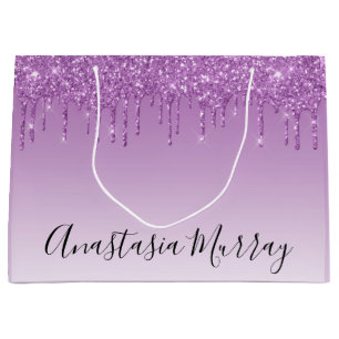 Meisjesachtig & Glam Paarse Lilac Glitter Druppels Groot Cadeauzakje