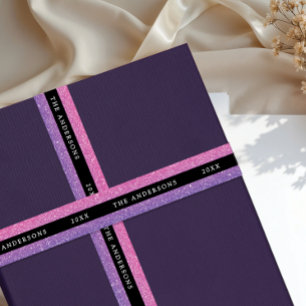 Meisjesachtig glam roze en paarse zwarte glinstere satijnen lint