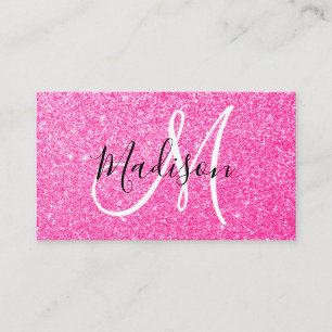 Meisjesachtig & Glam Roze Glitters Glans Monogram Visitekaartje