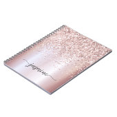 Meisjesachtig Glam Roze Gouden Glitter Monogram Na Notitieboek (Linkerzijde)