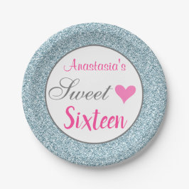 Meisjesachtig & Glam Roze Lichtblauw Glitter Sweet Papieren Bordje