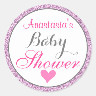 Meisjesachtig & Glam Roze Paarse Lilac Glitter Bab Ronde Sticker