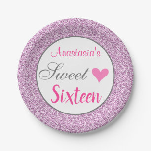 Meisjesachtig glamour roze lila paarse glitter Swe Papieren Bordje
