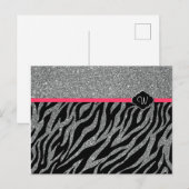 Meisjesachtig Glitter Zilver Roze Zebra Voeg Je In Briefkaart (Voorkant / Achterkant)