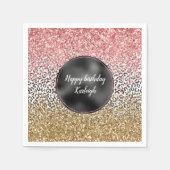 Meisjesachtig Goud Roze Zwart Wit Luipaardprint Gl Servet (Voorkant)