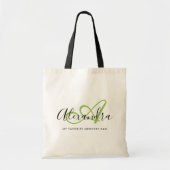 Meisjesachtig heldergroene elegante script naam mo tote bag (Voorkant)