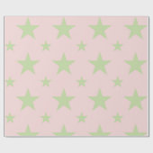 Meisjesachtig Hemels Pastel Roze & Groen Sterren P Cadeaupapier (Vlak)