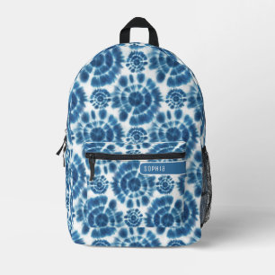 Meisjesachtig Indigo Blauw Wit Shibori Patroon Coo Bedrukte Rugzak