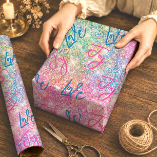 Meisjesachtig Iriserend Regenboog Glitter Eenhoorn Cadeaupapier