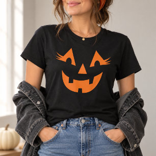 Meisjesachtig Jack O Lantern Gezicht Vrouwen Hallo T-shirt