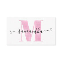 Meisjesachtig licht roze en wit stippelmonogram