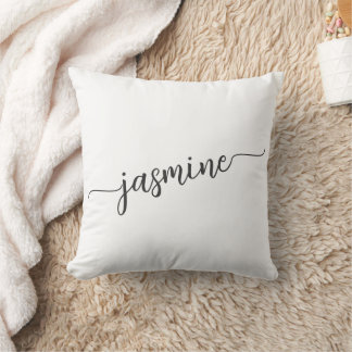 Meisjesachtig Minimaal Wit Monogram Naam Schrift Kussen