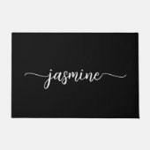 Meisjesachtig Minimaal Zwart Custom Monogram Naam  Deurmat (Voorkant)