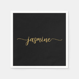 Meisjesachtig Minimalistisch Eenvoudig Zwart Goude Servet