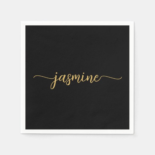 Meisjesachtig Minimalistisch Eenvoudig Zwart Goude Servet (Voorkant)