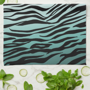 Meisjesachtig Mint Ombre Zwarte Zebraprint Theedoek