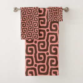 Meisjesachtig modern bruin en roze abstract patroo bad handdoek