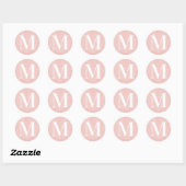 Meisjesachtig modern serif gemonoogrammeerde roze  ronde sticker (Vel)