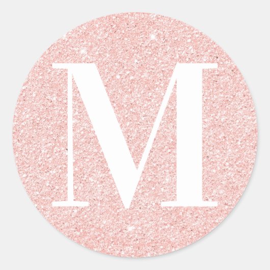 Meisjesachtig modern serif gemonoogrammeerde roze  ronde sticker (Voorkant)
