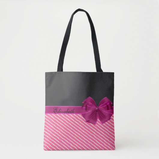 Meisjesachtig Moderne Chic Strepen - Persoonlijk Tote Bag (Voorkant)